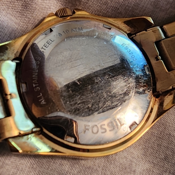 Womens Fossil Riley Gold Crystal Watch ES204 Multifunctional - Picture 5 of 9